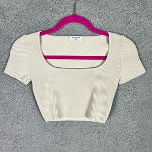 Aritzia Babaton Knit Squareneck Crop Top Ribbed XS